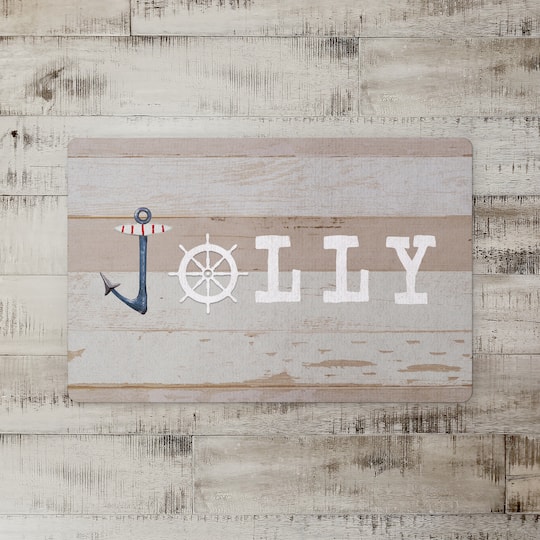 Jolly Ship Wheel & Hook Floor Mat